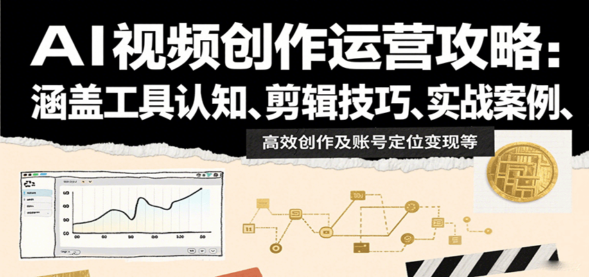 AI视频创作运营攻略:涵盖工具认知、剪辑技巧、实战案例、高效创作及账号定位变现等-鼎誉项目网