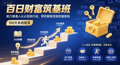 百日财富筑基班，助力普通人从认知到行动，带你解锁顶级财富密码-鼎誉项目网