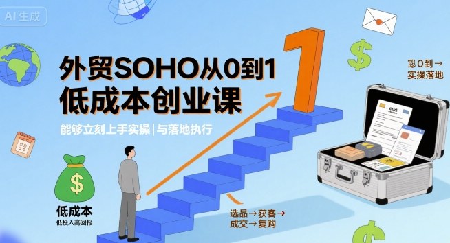 外贸SOHO从0到1低成本创业课，能够立刻上手实操与落地执行-鼎誉项目网