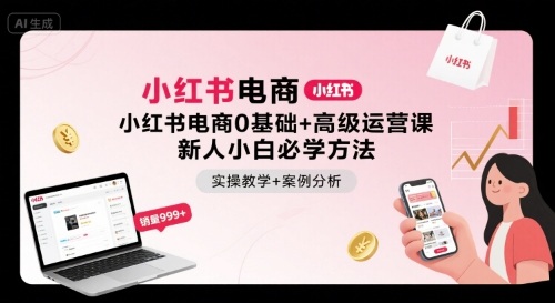 小红书电商0基础+高级运营课，新人小白必学方法，实操教学+案例分析-鼎誉项目网