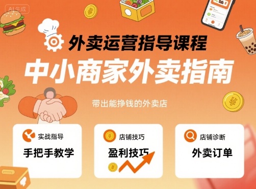 外卖运营指导课程，中小商家外卖指南，手把手带出能挣钱的外卖店-鼎誉项目网