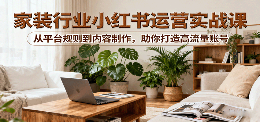 小红书家装行业运营实战课:从平台规则到内容制作,助你打造高流量账号-鼎誉项目网