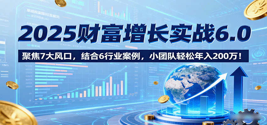 2025财富增长实战6.0,聚焦7大风口,结合6行业案例,小团队轻松年入200万!-鼎誉项目网