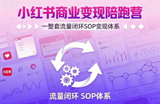 小红书商业变现陪跑营，轻IP矩阵 私域获客 聚光投流，一整套流量闭环SOP变现体系-鼎誉项目网
