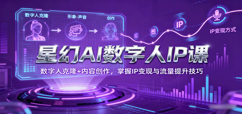 星幻AI数字人IP课，数字人克隆+内容创作，掌握IP变现与流量提升技巧-鼎誉项目网