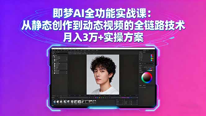 即梦AI全功能实战课：从静态创作到动态视频的全链路技术 月入3万+实操方案-鼎誉项目网