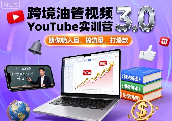 跨境油管视频YouTube实训营3.0，助你稳入局、搞流量、打爆款-鼎誉项目网