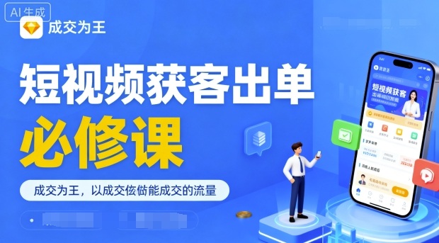 短视频获客出单必修课，成交为王，以成交为导向，直接做能成交的流量-鼎誉项目网
