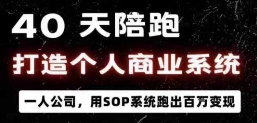 40天陪跑打造个人商业系统,一人公司,用SOP系统跑出百W变现-鼎誉项目网