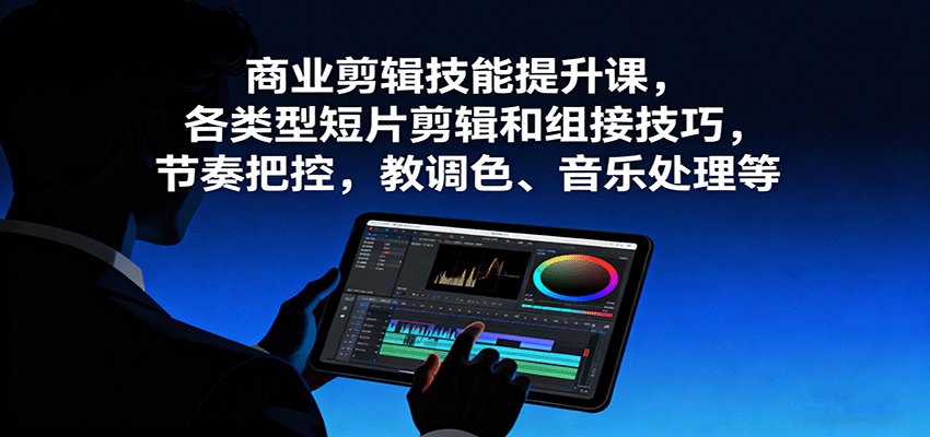 商业剪辑技能提升课,各类型短片剪辑和组接技巧,节奏把控,教调色、音乐处理等-鼎誉项目网