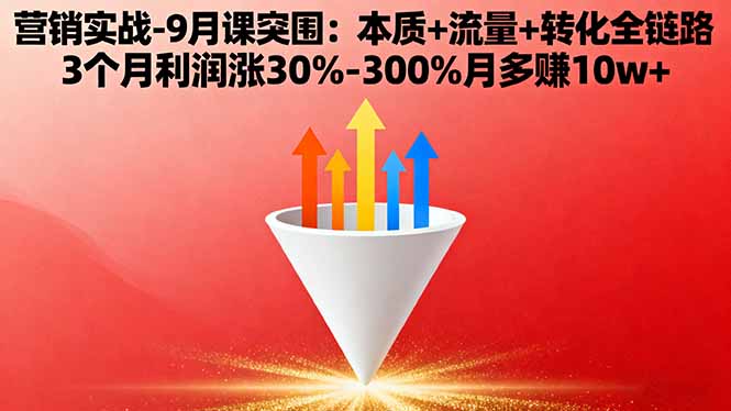 营销实战-9月突围课:本质+流量+转化全链路 3个月利润涨30%-300%月多赚10w+-鼎誉项目网