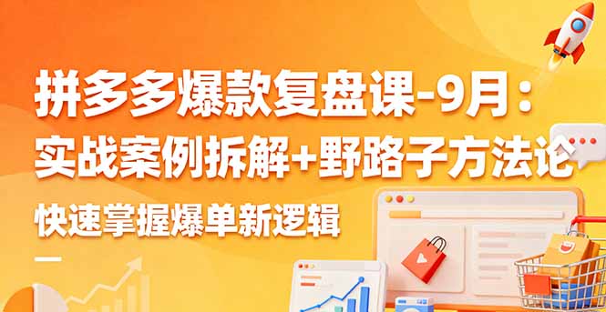 拼多多爆款复盘课-9月：实战案例拆解+野路子方法论，快速掌握爆单新逻辑-鼎誉项目网