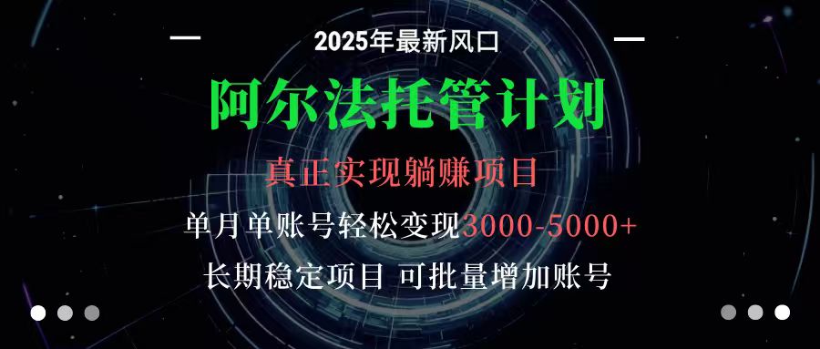 阿尔法托管计划 单账号月入3000-5000，长期稳定项目，新手小白轻松上手-鼎誉项目网
