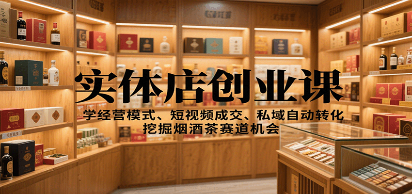 实体店创业课:学经营模式、短视频成交、私域自动转化,挖掘烟酒茶赛道机会-鼎誉项目网