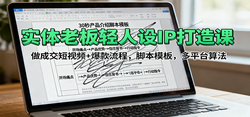 实体老板轻人设IP打造课:做成交短视频+爆款流程,脚本模板,多平台算法-鼎誉项目网