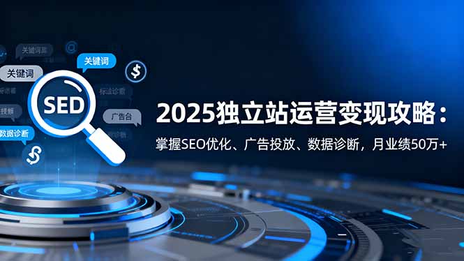 2025独立站运营变现攻略：掌握SEO优化、广告投放、数据诊断，月业绩50万+-鼎誉项目网