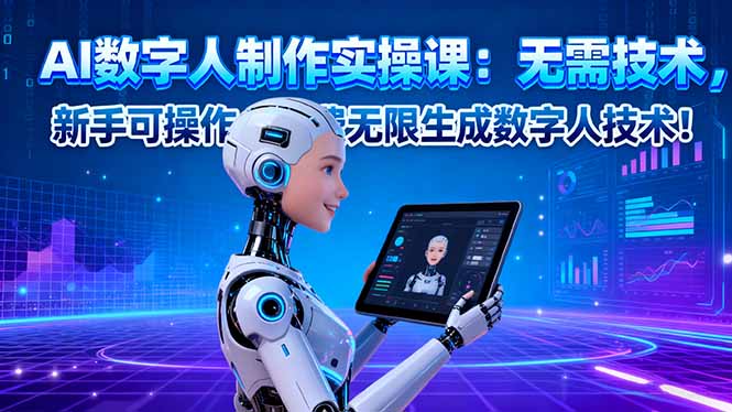 AI数字人制作实操课：无需技术，新手可操作，免费无限生成数字人技术！-鼎誉项目网