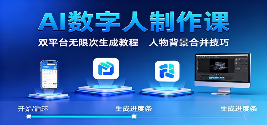 AI数字人制作课:双平台无限次生成教程,人物背景合并技巧-鼎誉项目网