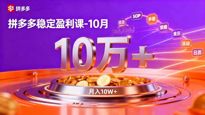 拼多多稳定盈利课-10月，强付费SOP+微付费高投产+活动矩阵，单店月入10万+-鼎誉项目网