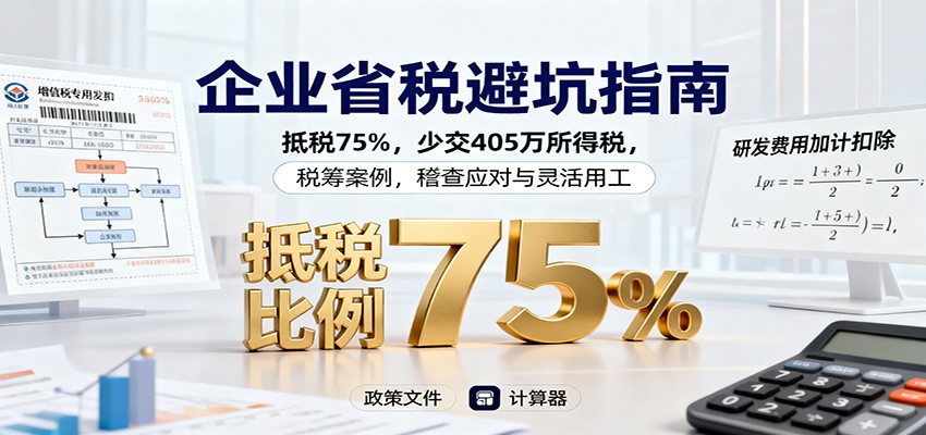企业省税避坑指南:抵税75%,少交405万所得税,税筹案例,稽查应对与灵活用工-鼎誉项目网