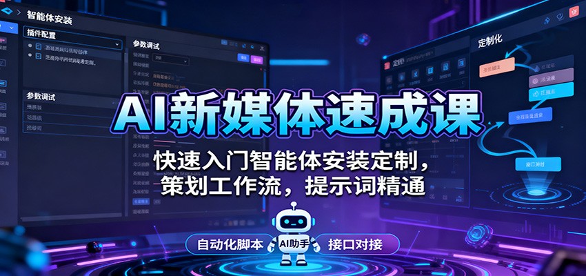 AI新媒体速成课:快速入门智能体安装定制,策划工作流,提示词精通-鼎誉项目网