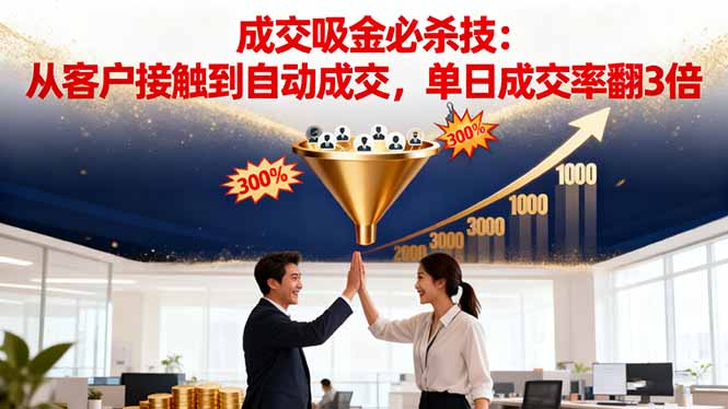 吸金成交营销必杀技：从客户接触到自动成交，单日成交率翻3倍-鼎誉项目网