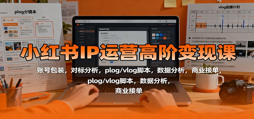 小红书IP运营高阶变现课:账号包装,对标分析,plog/vlog脚本,数据分析,商业接单-鼎誉项目网