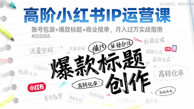 高阶小红书IP运营课：账号包装+爆款标题+商业接单，月入过万实战指南-鼎誉项目网