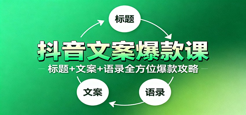 抖音文案爆款课:9大标题绝招,各类型必火文案,100条万能文案情感语录-鼎誉项目网