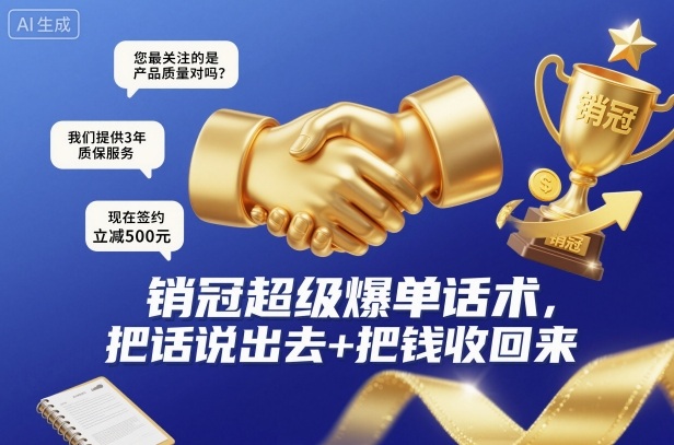 销冠超级爆单话术，把话说出去+把钱收回来-鼎誉项目网