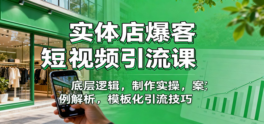 实体店爆客短视频引流课:底层逻辑,制作实操,案例解析,模板化引流技巧-鼎誉项目网