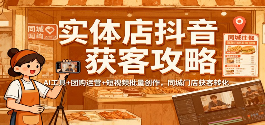 实体店抖音获客攻略:AI工具+团购运营+短视频批量创作,同城门店获客转化-鼎誉项目网