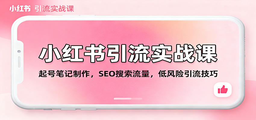 小红书引流实战课:起号笔记制作,SEO搜索流量,低风险引流技巧-鼎誉项目网
