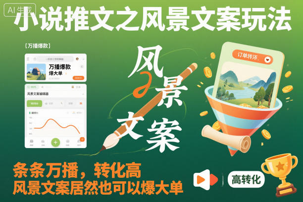 小说推文之风景文案玩法，条条万播，转化高，风景文案居然也可以爆大单！-鼎誉项目网
