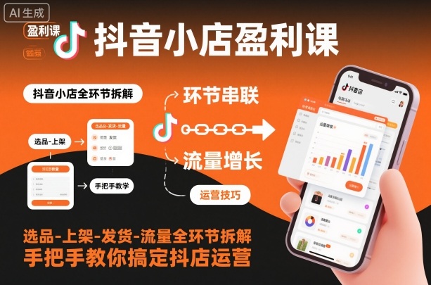 抖音小店盈利课-选品-上架-发货-流量全环节拆解，手把手教你搞定抖店运营-鼎誉项目网