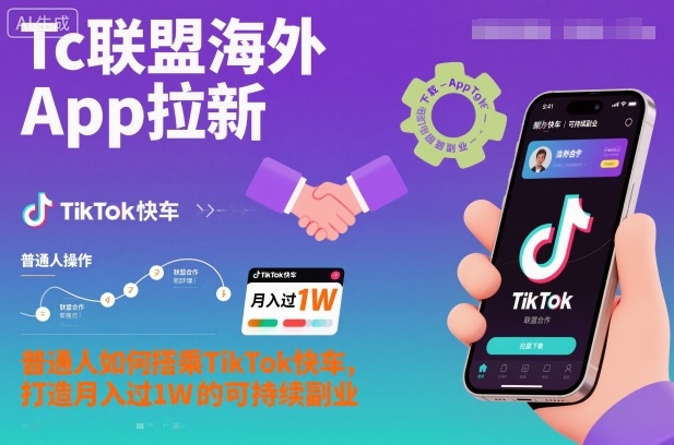 Tc联盟海外App拉新：普通人如何搭乘TikTok快车，打造月入过1W的可持续副业-鼎誉项目网