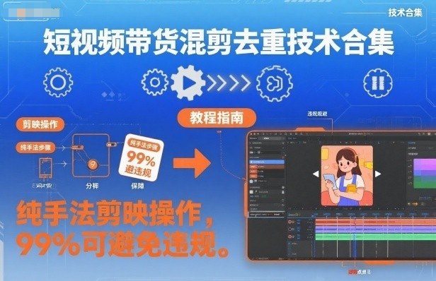 短视频带货混剪去重技术合集，纯手法剪映操作，99%可避免违规-鼎誉项目网