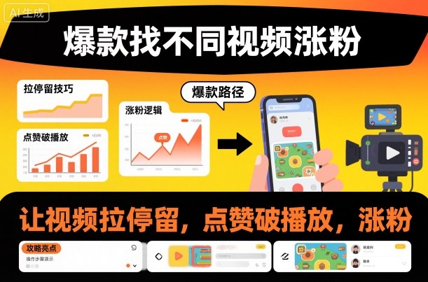 爆款找不同视频涨粉，让视频拉停留，实现点赞，破播放，涨粉-鼎誉项目网