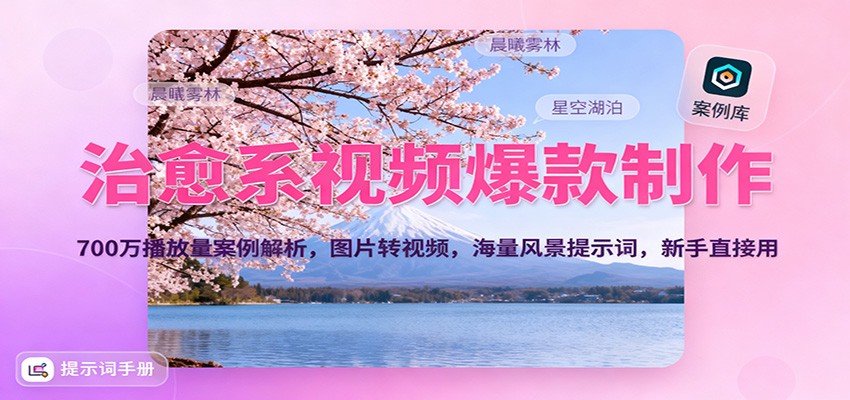 治愈系视频爆款制作,700万播放量案例解析,图片转视频,海量风景提示词,新手直接用-鼎誉项目网