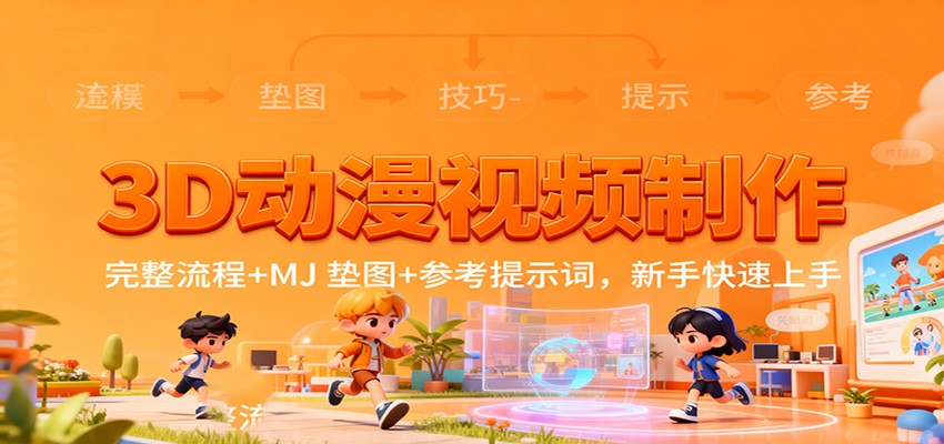 3D动漫视频制作,完整流程+MJ 垫图+参考提示词,新手快速上手-鼎誉项目网