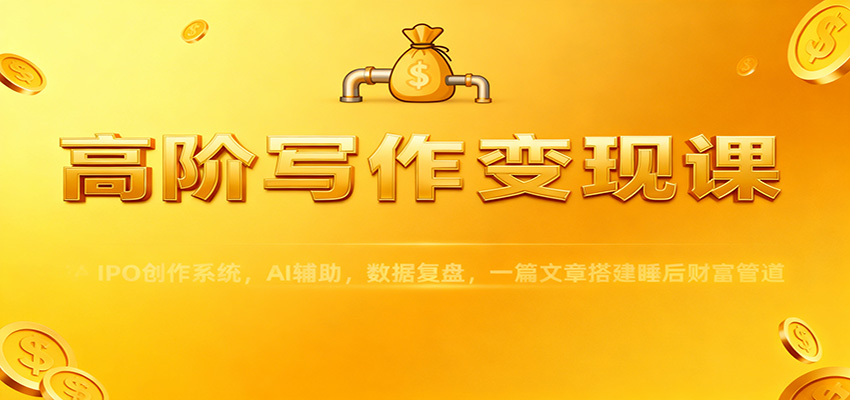 高阶写作变现课:IPO创作系统,AI辅助,数据复盘,一篇文章搭建睡后财富管道-鼎誉项目网