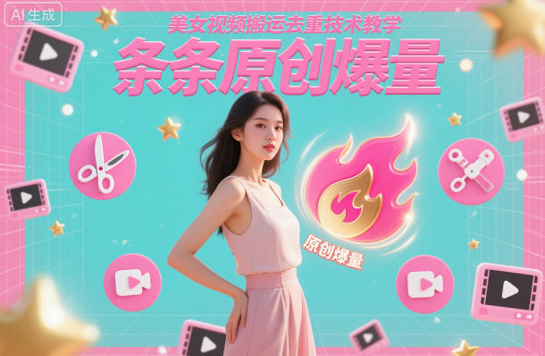 美女视频搬运去重技术教学，条条原创爆量-鼎誉项目网