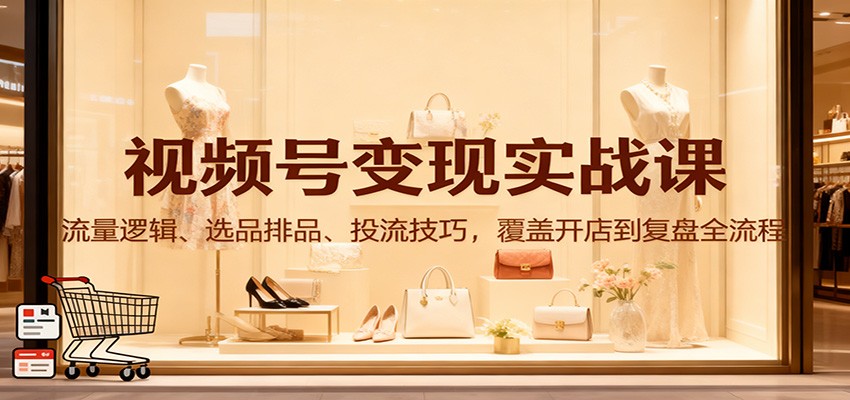 视频号变现实战课:流量逻辑、选品排品、投流技巧,覆盖开店到复盘全流程-鼎誉项目网