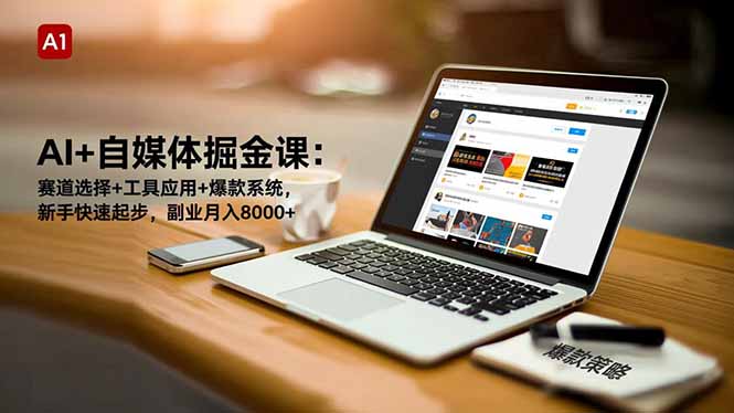AI+自媒体掘金课：赛道选择+工具应用+爆款系统，新手快速起步，副业月入8000+-鼎誉项目网
