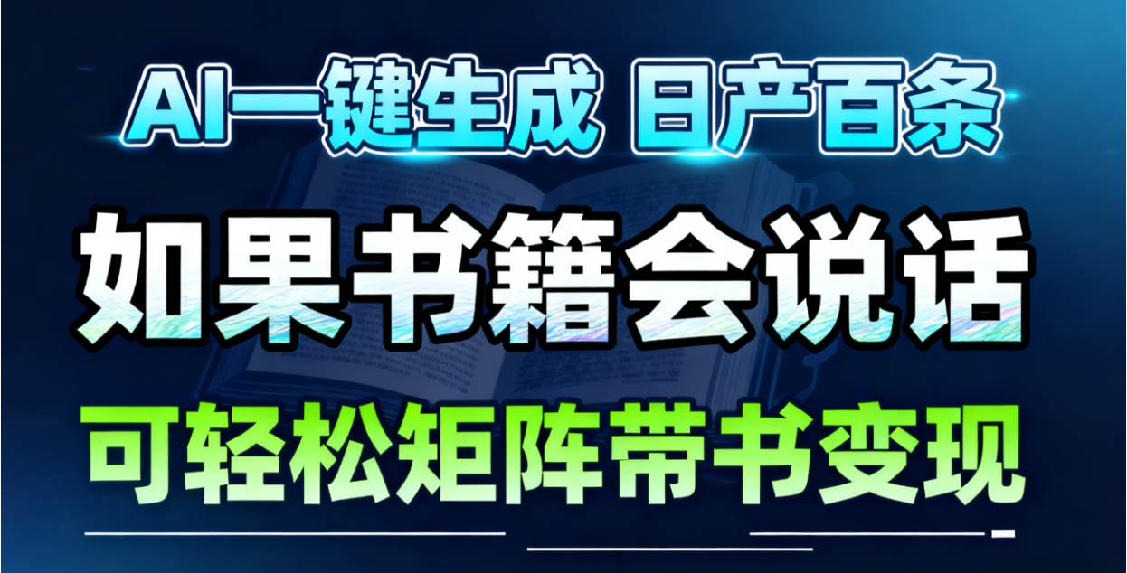 AI书籍会说话,轻松带书变现,月入3W+-鼎誉项目网