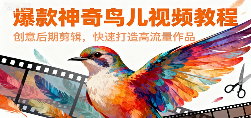 爆款神奇鸟儿视频教程，创意后期剪辑，快速打造高流量作品-鼎誉项目网