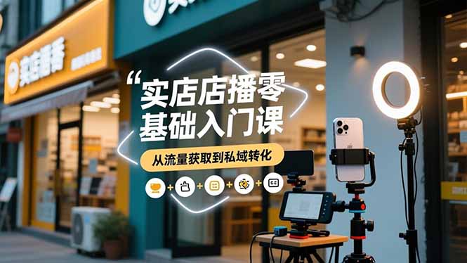 实体店播零基础入门课，实体店+短视频+直播+微信生态+私域社群，从流量获取到私域转化-鼎誉项目网