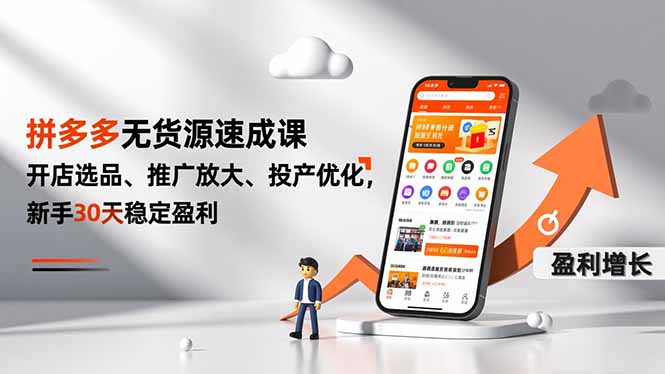 拼多多无货源速成课，开店选品、推广放大、投产优化，新手30天稳定盈利-鼎誉项目网