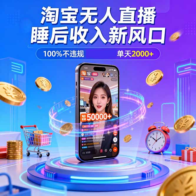 淘宝无人直播，不违规不封号，直播100小时卖了5万，年底旺季！-鼎誉项目网