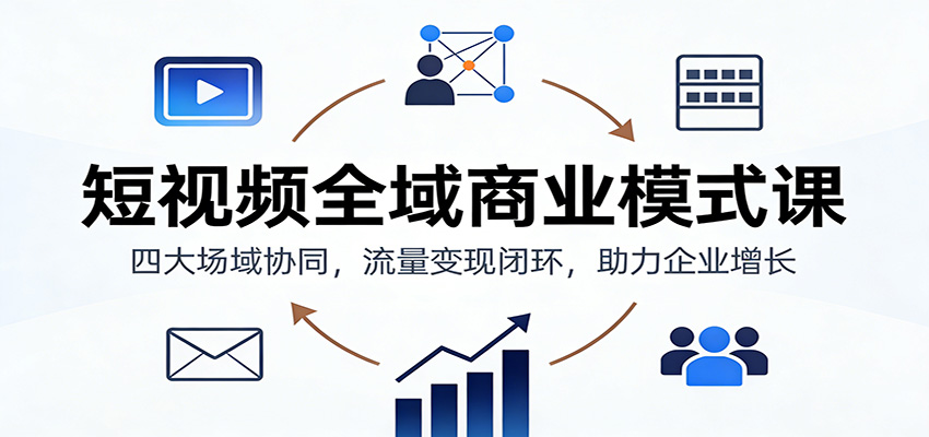 短视频全域商业模式课:四大场域协同,流量变现闭环,助力企业增长-鼎誉项目网
